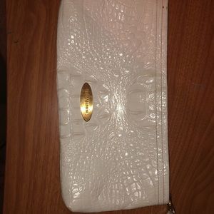 Brahmin white leather clutch wristlet